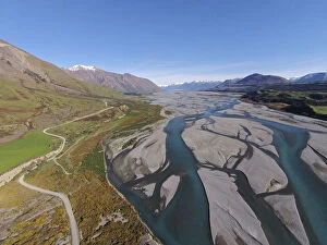Paddock Gallery: Braided streams of the Rakaia River, and Double Hill Run Road, Canterbury, South Island
