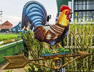 Brass Rooster Windvane Zaanse Schans Old Windmill Village Countryside Holland Netherlands Brass Rooster Windvane Zaanse Schans Old Windmill Village Countryside Holland Netherlands