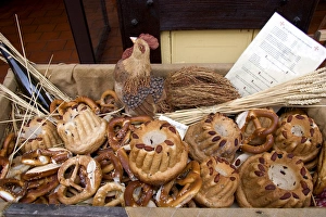 Bread and pretzels being sold at a bakery in the village of Ribeauville, Eastern France Bread and pretzels being sold at a bakery in the village of Ribeauville, Eastern France