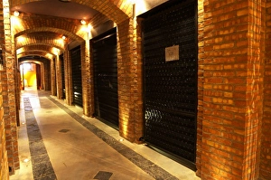 the brick bottle aging cellar with atmoshperic lighting Bodega Familia Schroeder Winery the brick bottle aging cellar with atmoshperic lighting Bodega Familia Schroeder Winery