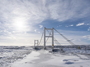 Bridge over Joekulsa a Fjoellum during winter in the highland of Iceland. europe Bridge over Joekulsa a Fjoellum during winter in the highland of Iceland. europe