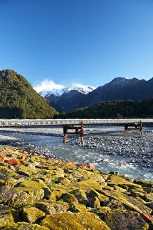 Bridge and Waiho River, near Franz Josef Glacier, West Coast, South Island, New Zealand Bridge and Waiho River, near Franz Josef Glacier, West Coast, South Island, New Zealand