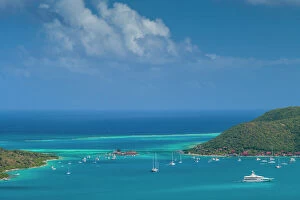 Seascape Gallery: British Virgin Islands, Virgin Gorda. Fanny Hill of North Sound towards Saba Rock