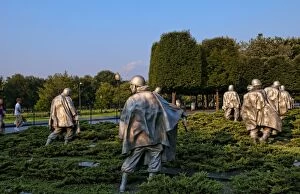 Platoon Gallery: Bronze statues of platoon at Korean War Veterans Memorial on Mall in Washington DC, USA