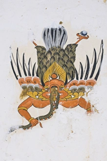 Buddhist Paintings at a fasade, Chimi Lhakhang, Bhutan Buddhist Paintings at a fasade, Chimi Lhakhang, Bhutan