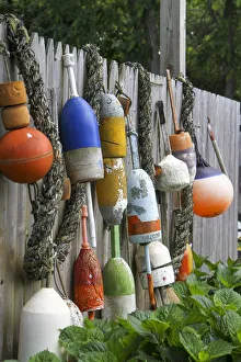Buoys outside Lucy Js Jewelry and Glass Studio, Eastham, Cape Cod, Massachusetts Buoys outside Lucy Js Jewelry and Glass Studio, Eastham, Cape Cod, Massachusetts