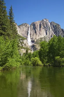 CA, Yosemite NP, Upper Yosemite Falls and Merced River CA, Yosemite NP, Upper Yosemite Falls and Merced River