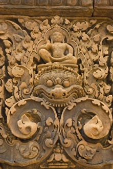 Cambodia. Siem Reap. Bantay Srei Temple. Esquisitely carved lintels Cambodia. Siem Reap. Bantay Srei Temple. Esquisitely carved lintels