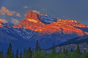 Canada, Alberta. Canadian Rocky Mountains at sunrise. Credit as Canada, Alberta. Canadian Rocky Mountains at sunrise. Credit as