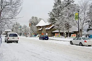 Main Street Gallery: Canada, Alberta, Jasper. Downtown Jasper in the winter