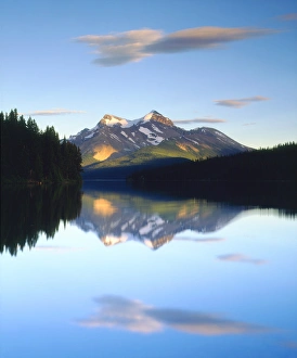 Canada; Alberta; Mountains reflecting in a lake in Jasper National Park Canada; Alberta; Mountains reflecting in a lake in Jasper National Park