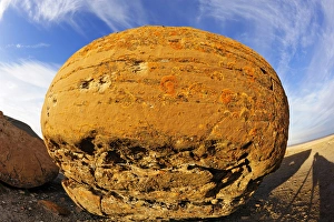 Canada, Alberta, Red Rock Coulee Natural Preserve. Round sandstone concretion. Credit as Canada, Alberta, Red Rock Coulee Natural Preserve. Round sandstone concretion. Credit as