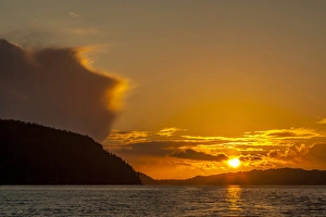 Canada, British Columbia. Inside Passage sunset Canada, British Columbia. Inside Passage sunset