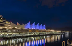 Canada Center lights reflect in harbor in Vancouver, Bitish Columbia, Canada Canada Center lights reflect in harbor in Vancouver, Bitish Columbia, Canada