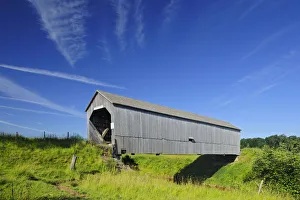 Canada, New Brunswick, Riverside. Sawmill Creek covered bridge Canada, New Brunswick, Riverside. Sawmill Creek covered bridge