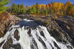 Canada, Ontario, Chutes Provincial Park. Aux Sables River flows into waterfall. Credit as Canada, Ontario, Chutes Provincial Park. Aux Sables River flows into waterfall. Credit as