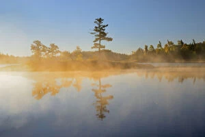Images Dated 29th September 2013: Canada, Ontario, Kenora. Sunrise reflections on Middle Lake fog