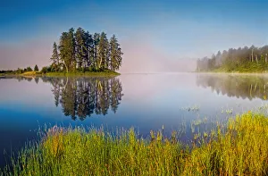 Canada, Ontario. Morning fog on Minnowan Lake Canada, Ontario. Morning fog on Minnowan Lake