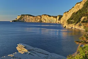 Canada, Quebec, Forillon National Park. Limestone cliffs along Gulf of St Canada, Quebec, Forillon National Park. Limestone cliffs along Gulf of St