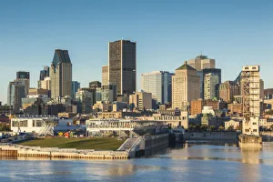 Canada, Quebec, Montreal. City skyline from the St. Lawrence River Canada, Quebec, Montreal. City skyline from the St. Lawrence River