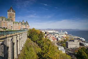 Canada, Quebec, Quebec City. Chateau Frontenac, Terrase Dufferin and old lower town Canada, Quebec, Quebec City. Chateau Frontenac, Terrase Dufferin and old lower town