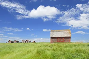 Canada, Saskatchewan, Hazenmore. Wooden granaries Canada, Saskatchewan, Hazenmore. Wooden granaries