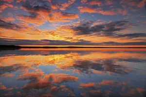 Canada, Saskatchewan, Prince Albert National Park. Sunrise on Namekus Lake. Credit as Canada, Saskatchewan, Prince Albert National Park. Sunrise on Namekus Lake. Credit as
