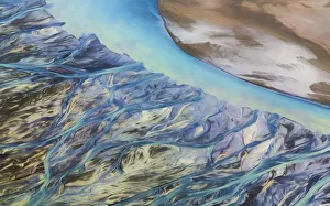 Canada, Yukon, Kluane National Park. Abstract aerial of mountains and Slims River Canada, Yukon, Kluane National Park. Abstract aerial of mountains and Slims River