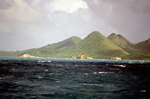Caribbean, Antigua. Peaks of Antigua viewed from the sea Caribbean, Antigua. Peaks of Antigua viewed from the sea