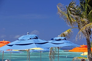Caribbean, Bahamas, Castaway Cay. Umbrellas and Shade at Castaway Cay Caribbean, Bahamas, Castaway Cay. Umbrellas and Shade at Castaway Cay