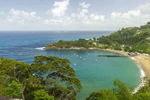 Caribbean, Tobago. Parlatuvier Bay and beach landscape. Credit as