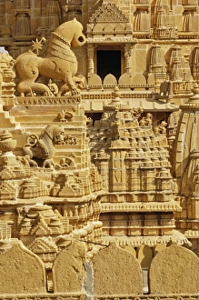 Carved figures on Jain Temple, Jaisalmer, India Carved figures on Jain Temple, Jaisalmer, India