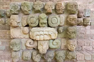 Carving at Copan Ruins, Maya Site of Copan, UNESCO World Heritage site, Honduras