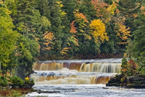 Cascade and fall colors on lower section of Tahquamenon Falls, Tahquamenon Falls State Park Cascade and fall colors on lower section of Tahquamenon Falls, Tahquamenon Falls State Park