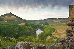 Castle above the Ebro River with vineyards along the San Vicente to Banos de Ebro Castle above the Ebro River with vineyards along the San Vicente to Banos de Ebro