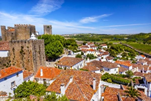 Castle Wals Turrets Towers Medieval Town Obidos Portugal Castle Wals Turrets Towers Medieval Town Obidos Portugal