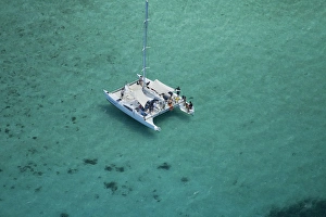 Catamaran, Mamanuca Islands, Fiji, South Pacific - aerial Catamaran, Mamanuca Islands, Fiji, South Pacific - aerial