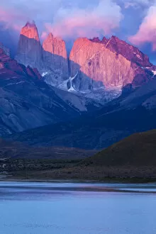 Chile, Patagonia. Sunrise on mountains in Torres del Paine National Park