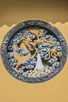 China, Shanghai. Jade Buddha Temple dragon bas-relief China, Shanghai. Jade Buddha Temple dragon bas-relief