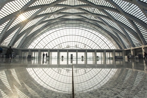 China, Tianjin, Reflections inside cavernous and nearly empty interior of newly built China, Tianjin, Reflections inside cavernous and nearly empty interior of newly built