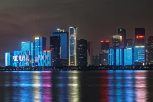 China, Zhejiang, Hangzhou. City skyline at twilight China, Zhejiang, Hangzhou. City skyline at twilight