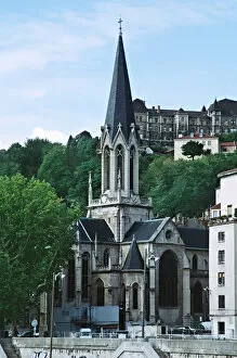 Church by the river in Lyon, France