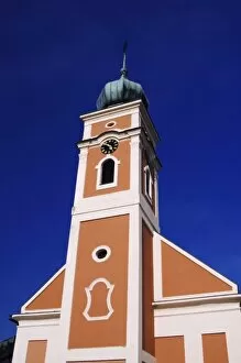 Church tower in Illmitz city, Illmitz, National Park Lake Neusiedl, Burgenland, Austria