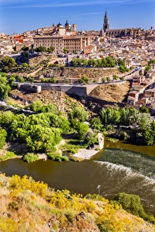 Churches Cathedral Medieval City Tagus River Toledo Spain Churches Cathedral Medieval City Tagus River Toledo Spain