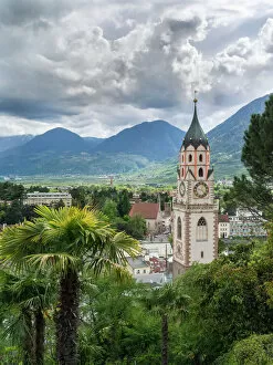 Images Dated 20th April 2012: City of Meran (Merano) with church. Europe, Central Europe, Italy, South Tyrol, April