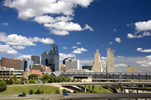 The cityscape and I-35 interchange of Kansas City, Missouri The cityscape and I-35 interchange of Kansas City, Missouri