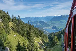 Cogwheel railway incline up Mt. Pilatus in Lucerne, Switzerland Cogwheel railway incline up Mt. Pilatus in Lucerne, Switzerland
