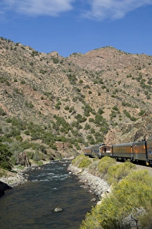 Colorado, Canon City, Royal Gorge Railroad. Views from the train along the Arkansas River Colorado, Canon City, Royal Gorge Railroad. Views from the train along the Arkansas River