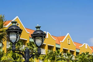Colorful buildings, architecture in capital city Willemstad, Curacao