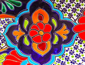 Colorful Souvenir Ceramic Red Blue Flowers Pot Decoration Dolores Hidalgo Mexico Colorful Souvenir Ceramic Red Blue Flowers Pot Decoration Dolores Hidalgo Mexico